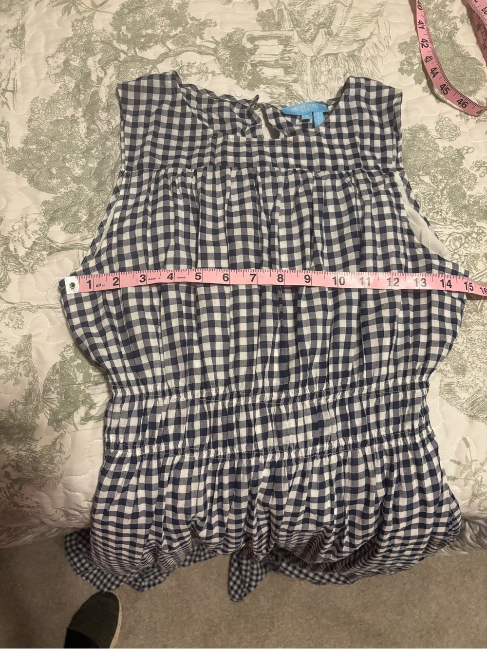 Draper James sz Small Navy White Gingham Check Maxi Dress sundress cotton summer - Picture 5 of 9